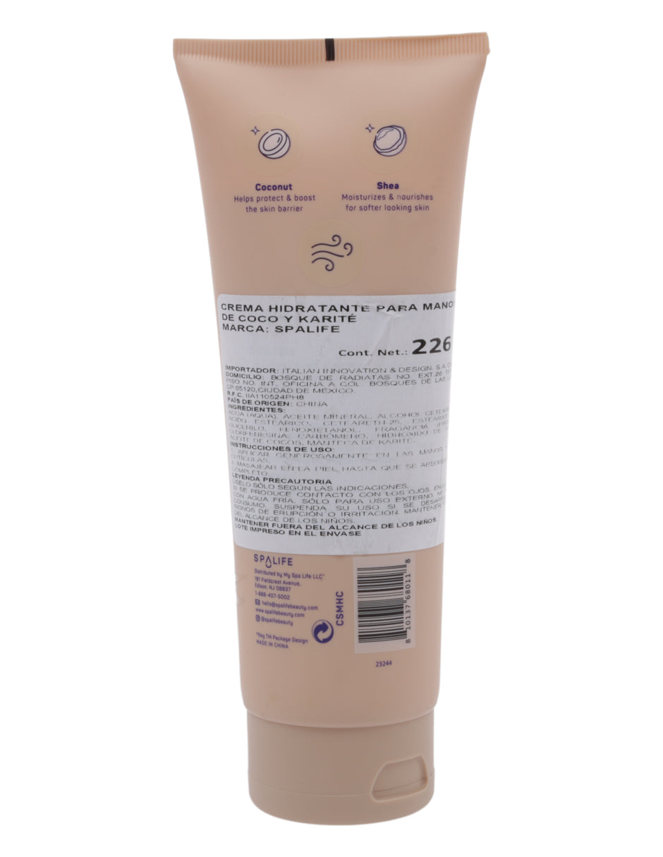 Crema para manos de Coco y Karité (8OZ)