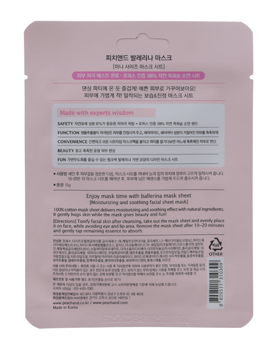 Peach and Mascarilla facial Bailarina 1 Pieza