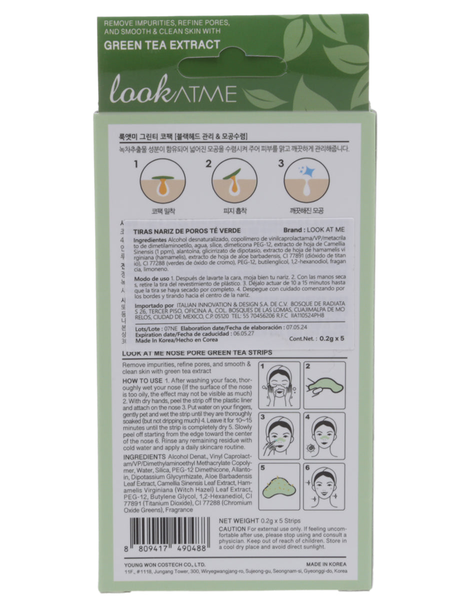 Mascarilla de nariz para poros con te verde de Look at me