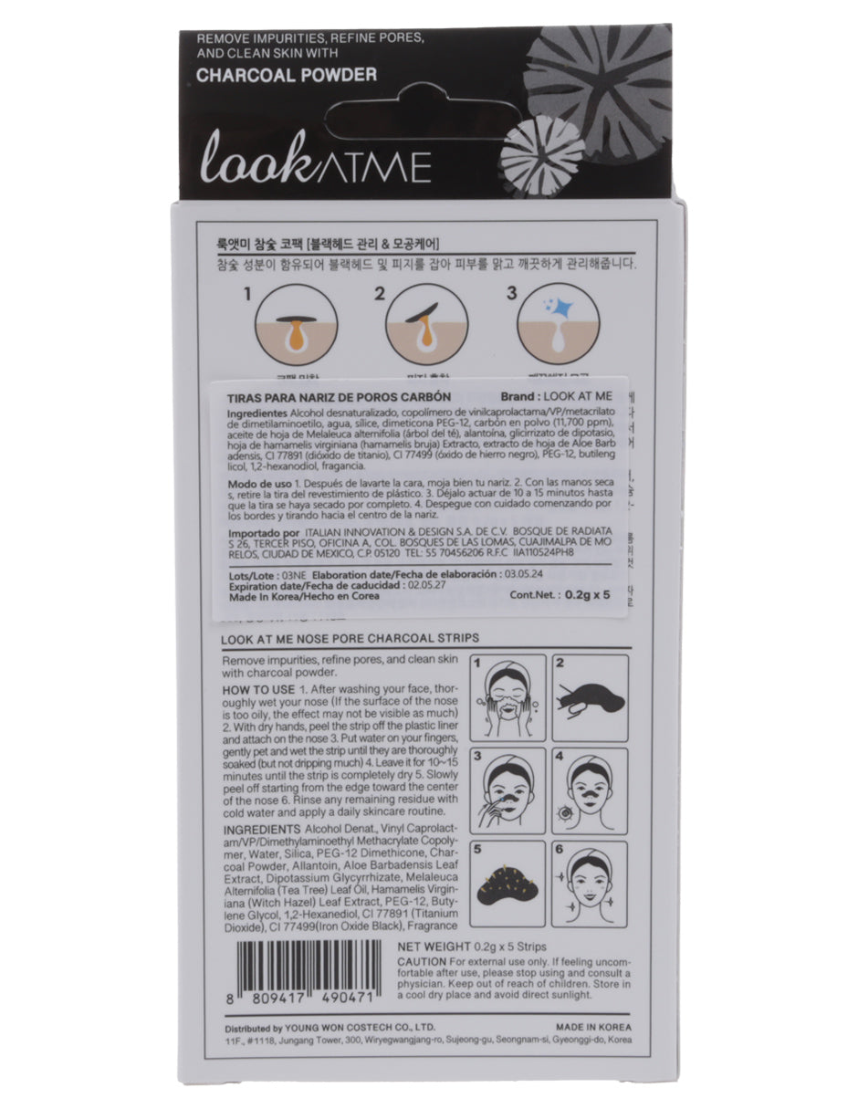 Mascarilla de nariz para poros con carbón de Look at me